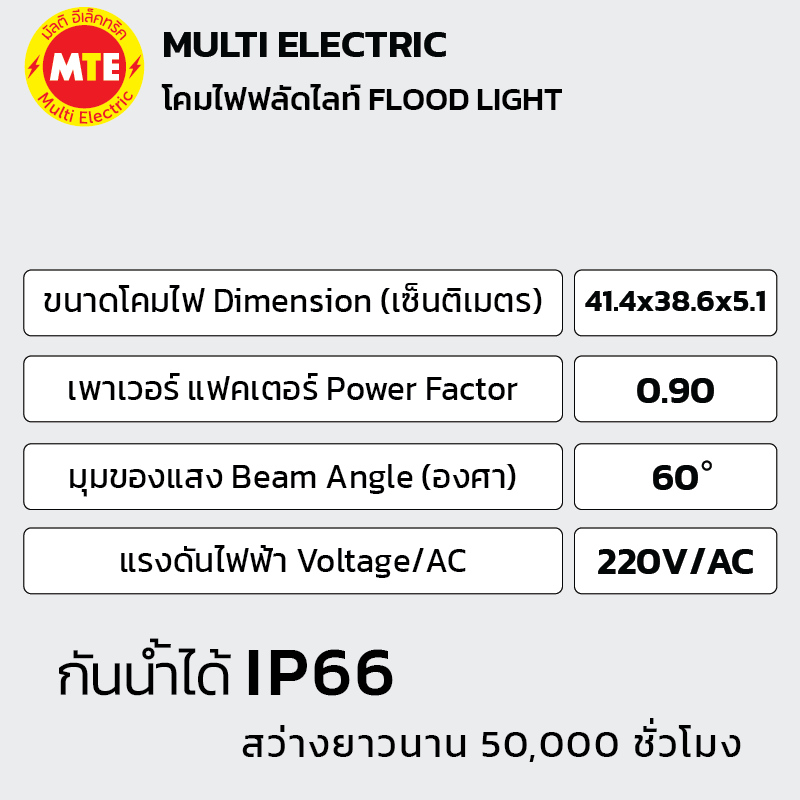 โคมฟลัดไลท์ Floodlight LED 200W 5700K 28,000lm รุ่น FL10 แสงขาว - Image 3