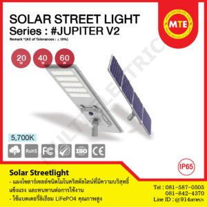 Solar StreetLight โคมไฟถนนโซล่าเซลล์ รุ่น #JUPITER V2 แบบ All-in-one