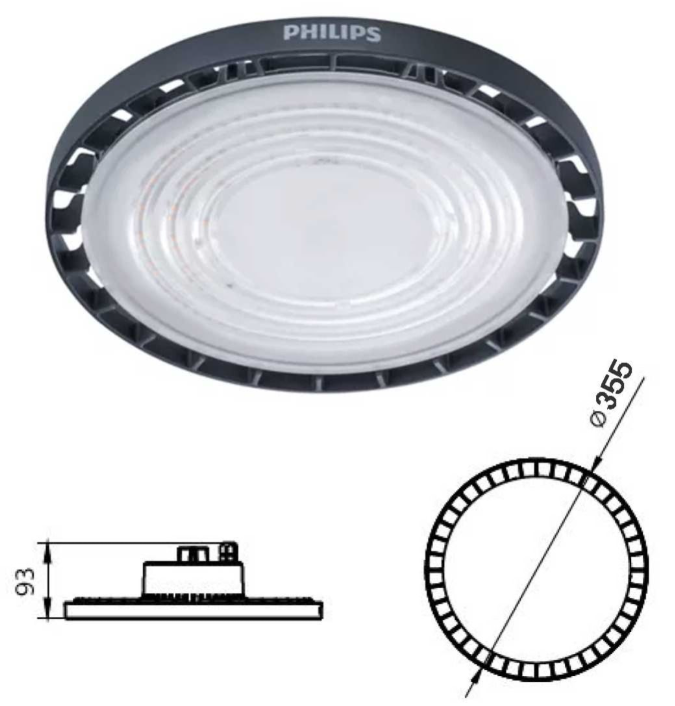 โคมไฟไฮเบย์ LED 200W DL PHILIPS รุ่น BY239/240LM สีดำ - Image 4
