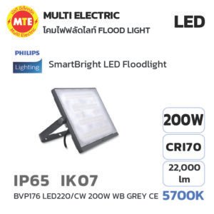 PHILIPS ฟลัดไลท์ SmartBright LED Floodlight BVP176/200W LED220 WB GREY CE