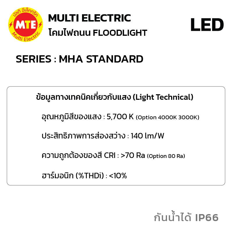 โคมไฟฟลัดไลท์ Flood Light MODULAR Model Series #MHA Standard 150W-750W 5700K - Image 3